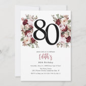 Elegant Floral 80. Geburtstag Einladung (Vorderseite)