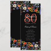 Elegant Floral 80. Geburtstag Programm Black (Vorne/Hinten)