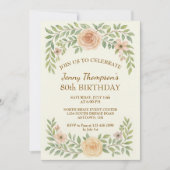 Elegant Floral 80. Geburtstagsparty Einladung (Vorderseite)