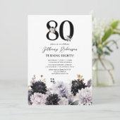 Elegant Floral 80. Geburtstagsparty Einladung (Stehend Vorderseite)
