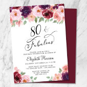Elegant Floral 80. Geburtstagsparty Einladung