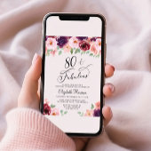 Elegant Floral 80. Geburtstagsparty Einladung
