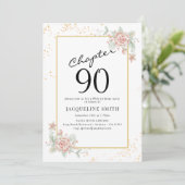 Elegant Floral 90. Geburtstag Einladung (Stehend Vorderseite)