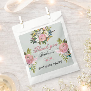 Elegant Floral 90. Geburtstag Geschenktütchen