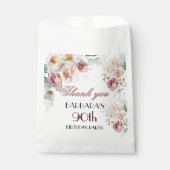 Elegant Floral 90. Geburtstag Geschenktütchen (Vorderseite)