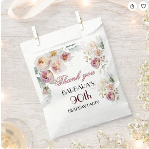 Elegant Floral 90. Geburtstag Geschenktütchen