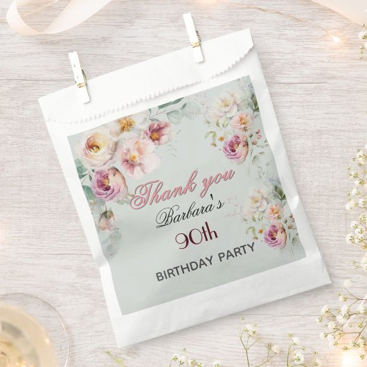 Elegant Floral 90. Geburtstag Geschenktütchen