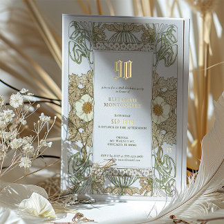 Elegant floral 90. Geburtstagsparty Foil Accents Folieneinladung
