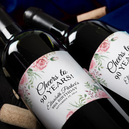 Elegant floral 90th birthday party  weinetikett