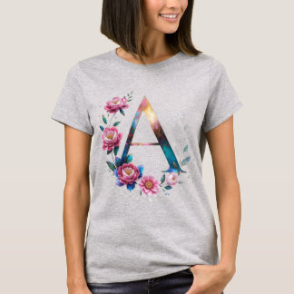 Elegant Floral A Initial T - Shirt für sie