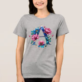 Elegant Floral A Initial T - Shirt für sie (Vorderseite)