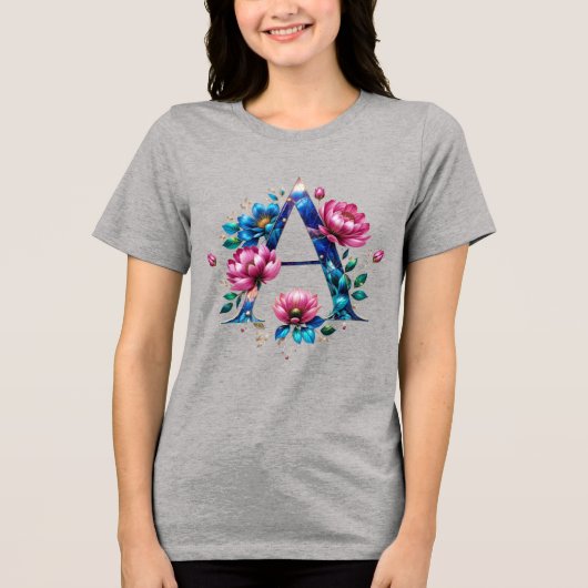 Elegant Floral A Initial T - Shirt für sie (Vorderseite)