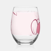 Elegant Floral Abstract Pink Blue Custom Name Weinglas Ohne Stiel (Rechts)