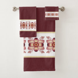 Elegant floral Accented Burgundy Badhandtuch Set
