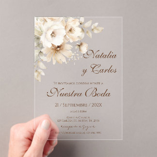 Elegant Floral Acrylic Wedding Invitation Acryleinladungen