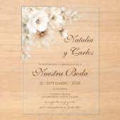 Elegant Floral Acrylic Wedding Invitation Acryleinladungen (Vorderseite)