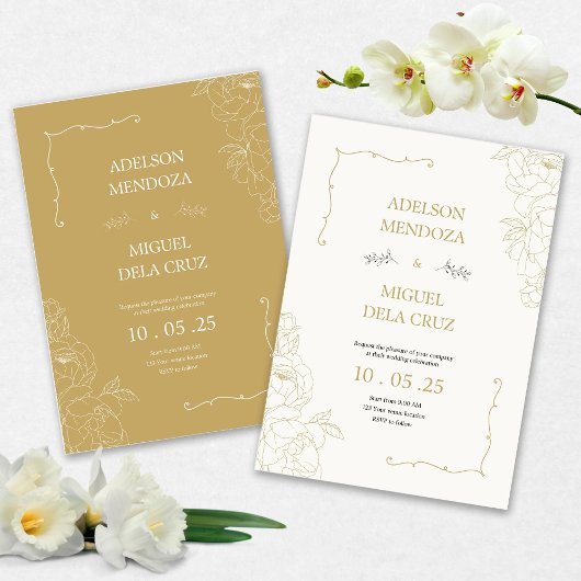 Elegant Floral and Minimalist wedding invitation Einladung