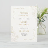 Elegant Floral and Minimalist wedding invitation Einladung (Stehend Vorderseite)