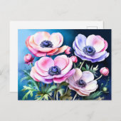 Elegant Floral Anemone Postkarte (Vorne/Hinten)