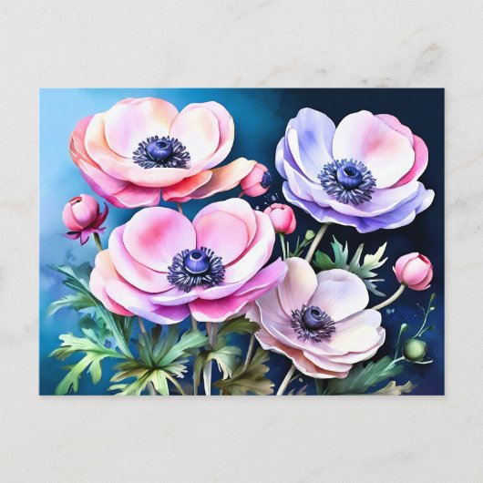 Elegant Floral Anemone Postkarte (Vorderseite)