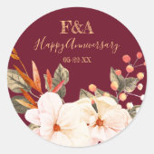 Elegant Floral Anniversary Sticker (Vorderseite)