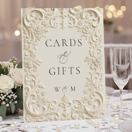 Elegant Floral Antique Ivory Cards & Gifts Wedding Sockelschild