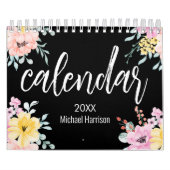 Elegant Floral Aquarell Schwarz-Weiß 2025 Kalender (Titelbild)