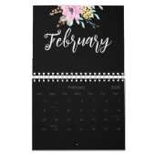 Elegant Floral Aquarell Schwarz-Weiß 2025 Kalender (Feb 2026)