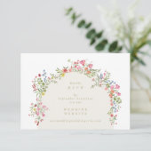 Elegant Floral Arch QR CODE BACK Hochzeitswebsite RSVP Karte (Stehend Vorderseite)
