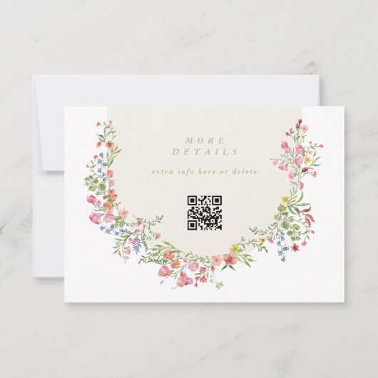 Elegant Floral Arch QR CODE BACK Hochzeitswebsite RSVP Karte (Rückseite)