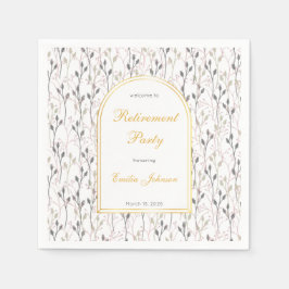 Elegant Floral Arch Retirement Party Paper Napkins Serviette
