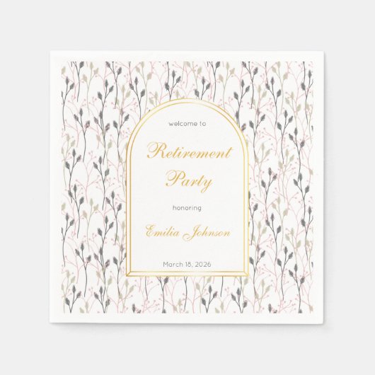 Elegant Floral Arch Retirement Party Paper Napkins Serviette (Vorderseite)