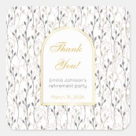 Elegant Floral Arch Retirement Party Quadratischer Aufkleber