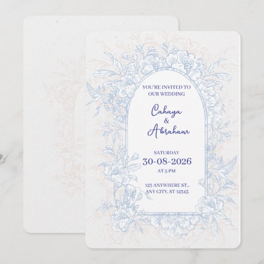 Elegant Floral Arch Wedding Invitation  Einladung (Vorne/Hinten)