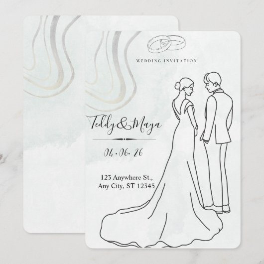 Elegant Floral Arch Wedding Suite Einladung (Vorne/Hinten)