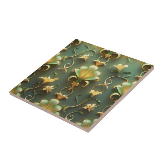 Elegant Floral Art Nouveau Ceramic Tile Fliese (Seite)