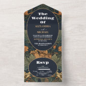 Elegant Floral Art Nouveau Wedding All In One Einladung (Innen Boden)