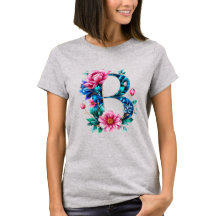 Elegant Floral B Initialer T - Shirt für sie