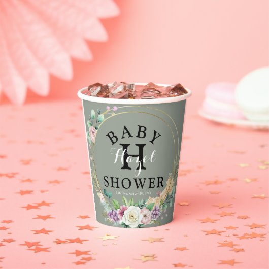 Elegant Floral Baby Shower 8oz Pappbecher (Insitu)