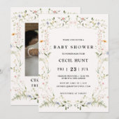 Elegant Floral Baby Shower Einladung (Vorne/Hinten)