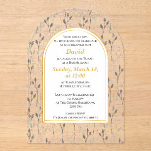 Elegant Floral Bar Mitzvah Einladung