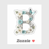 Elegant Floral Bead Your Monogram B Vinyl Sticker (Blatt)