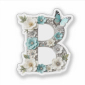 Elegant Floral Bead Your Monogram B Vinyl Sticker (Vorderseite)