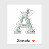 Elegant Floral Beaded Your Monogram Vinyl Stickers Aufkleber (Blatt)