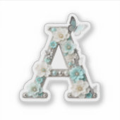 Elegant Floral Beaded Your Monogram Vinyl Stickers Aufkleber (Vorderseite)