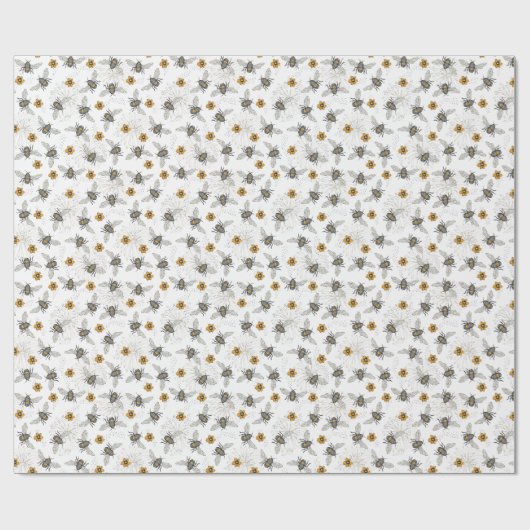 Elegant Floral Bee Honeybee Summer Geschenkpapier (Flach)