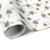 Elegant Floral Bee Honeybee Summer Geschenkpapier (Rolleneckpunkt)