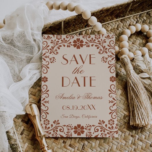 Elegant Floral Beige Wedding Save The Date