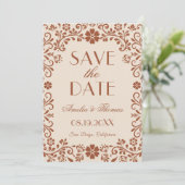 Elegant Floral Beige Wedding  Save The Date (Stehend Vorderseite)