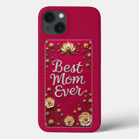 Elegant Floral Best Mom Ever iPhone Case (Rückseite)